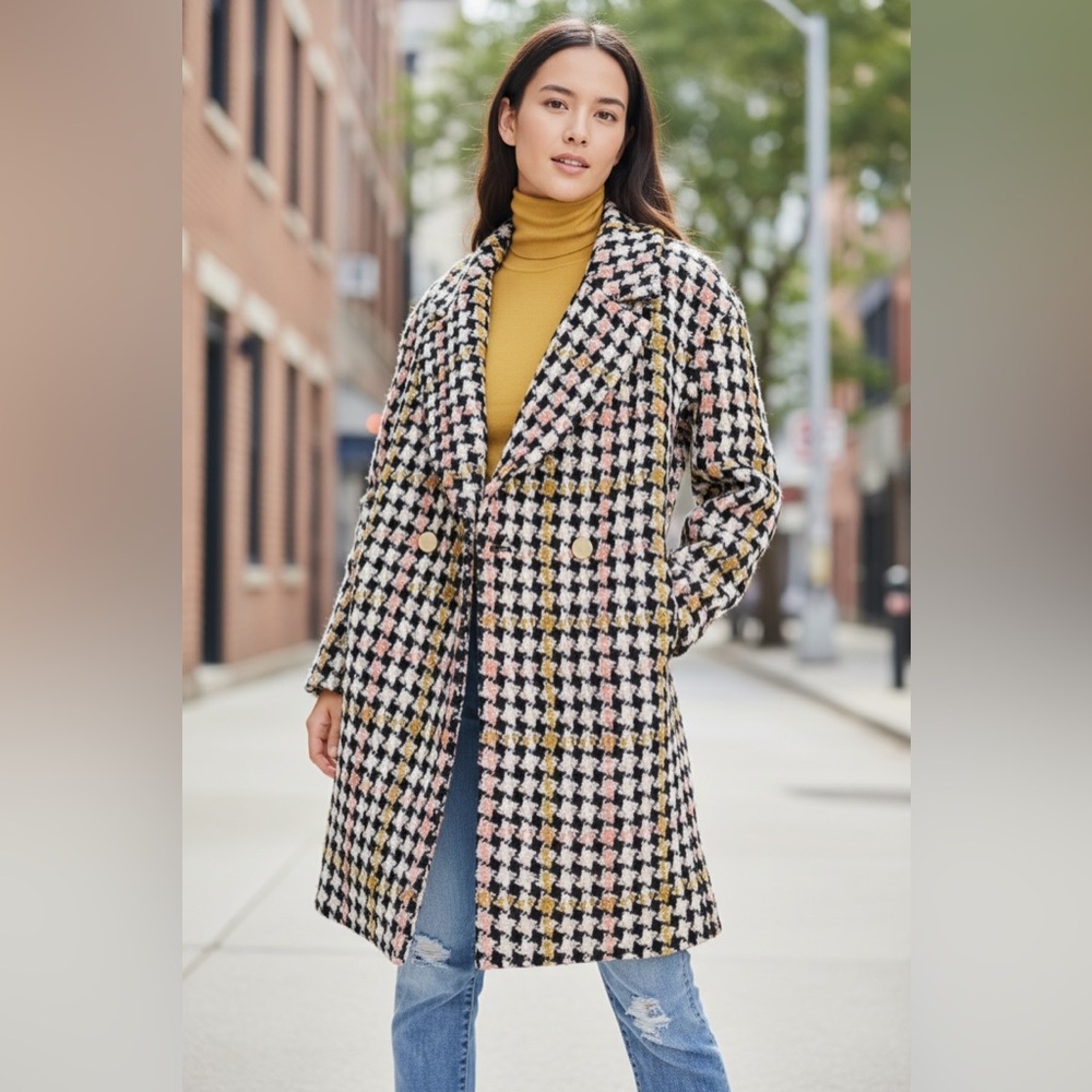 J. Crew collection lurex Women's Houndstooth Coat‎ size xs
